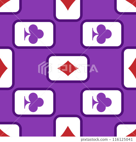 Purple falling playing cards seamless pattern. Poker and Wonderland. 116125041