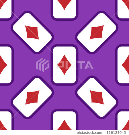 Purple falling playing cards seamless pattern. Poker and Wonderland. 116125043