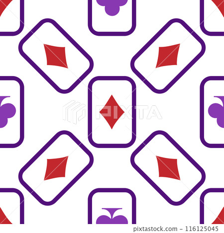 Purple falling playing cards seamless pattern. Poker and Wonderland. 116125045
