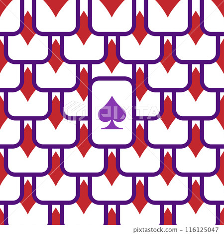 Purple falling playing cards seamless pattern. Poker and Wonderland. Purple falling playing cards seamless pattern. Poker and Wonderland. 116125047