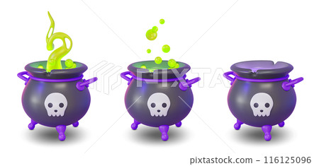 3d Different Witch Cauldron Set Empty and Full View Halloween Concept Cartoon Design Style. Vector illustration 3d Different Witch Cauldron Set Empty and Full View Halloween Concept Cartoon Design Style. Vector illustration 116125096