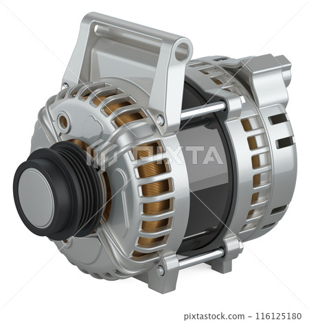 Starter Motor, closeup. 3D rendering 116125180