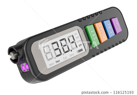 Black coating thickness gauge. Digital Paint Tester Meter, 3D rendering 116125193