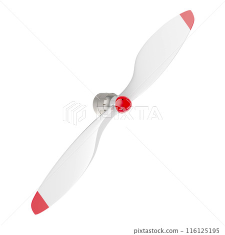White airplane propeller with 2 blades, 3D rendering 116125195