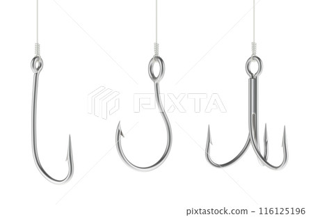 Fishing Hook, various types. 3D rendering 116125196