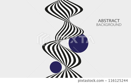 Vertical black and white stripes on a white background, a twisted ribbon of black and white stripes. Vertical black and white stripes on a white background, a twisted ribbon of black and white stripes. 116125244