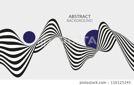 Black and white stripes on a white background, a twisted ribbon of black and white stripes. 116125245
