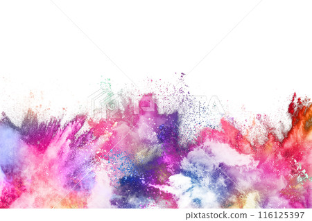 abstract powder splatted background. Colorful powder explosion on white background. Colored cloud. Colorful dust explode. Paint Holi. abstract powder splatted background. Colorful powder explosion on white background. Colored cloud. Colorful dust explode. Paint Holi. 116125397