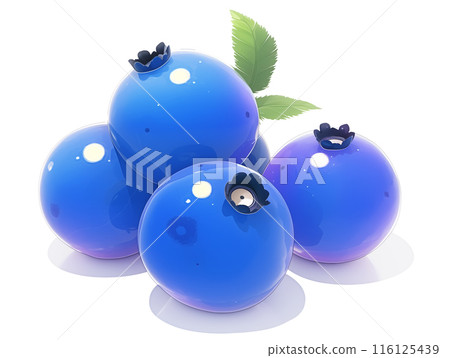 Realistic illustration of a pile of blueberries with green leaves, isolated on a white background Realistic illustration of a pile of blueberries with green leaves, isolated on a white background 116125439