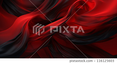 Dramatic Red and Black Fabric Waves 116125603