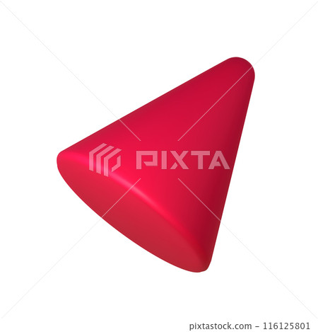 Abstract red 3D cone illustration, isolated on white background. Perfect for infographics, digital, and print materials. Modern, realistic, and scalable vector graphic for versatile design use. Abstract red 3D cone illustration, isolated on white background. Perfect for infographics, digital, and print materials. Modern, realistic, and scalable vector graphic for versatile design use. 116125801