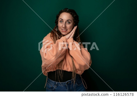 Woman Posing With Hands on Face 116126578