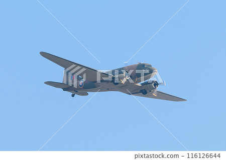 Royal Air Force C-47A Dakota transport aircraft in flight 116126644