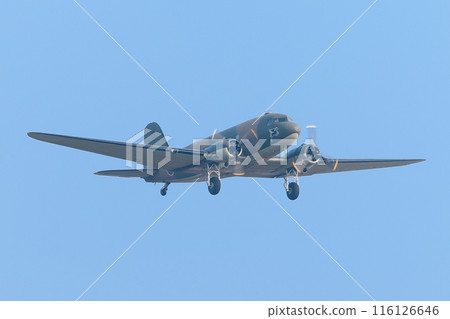 Royal Air Force C-47A Dakota transport aircraft in flight 116126646