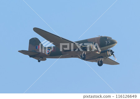 Royal Air Force C-47A Dakota transport aircraft in flight 116126649
