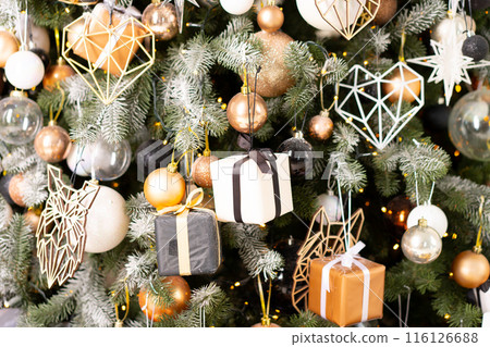 Christmas tree decoration close up background Christmas tree decoration close up background 116126688