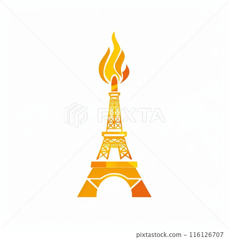 Olympic Fire Logo Design. Symbol of the 2024 Summer Olympics, sport games concept. Olympic torch with Flame on the Eiffel Tower icon in Paris, France. Illustration isolated on white background Olympic Fire Logo Design. Symbol of the 2024 Summer Olympics, sport games concept. Olympic torch with Flame on the Eiffel Tower icon in Paris, France. Illustration isolated on white background 116126707