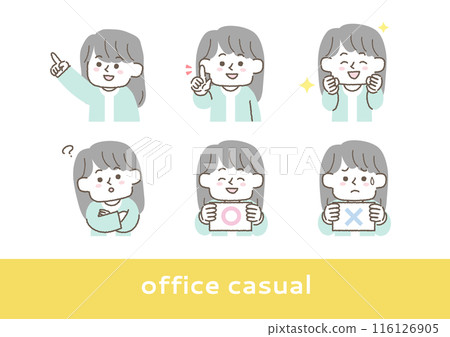 Illustration set of office ladies in office casual wear Illustration set of office ladies in office casual wear 116126905