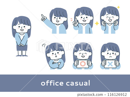 Office casual office lady facial expression illustration set 116126912