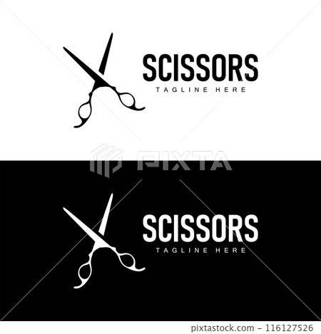 Barber tool scissors logo cutting tool vector, scissors simple background icon symbol design Barber tool scissors logo cutting tool vector, scissors simple background icon symbol design 116127526