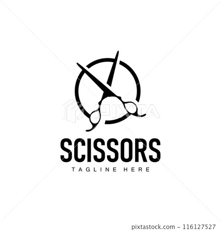 Barber tool scissors logo cutting tool vector, scissors simple background icon symbol design Barber tool scissors logo cutting tool vector, scissors simple background icon symbol design 116127527