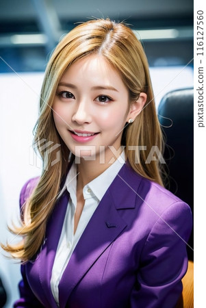 Two young women working in an office 116127560