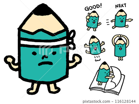 補習班或學校都可以使用的可愛鉛筆人物素材 116128144