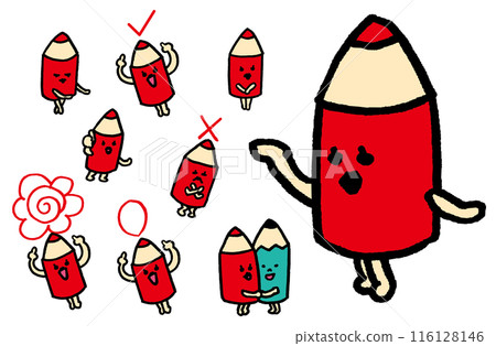 補習班或學校可以使用的可愛紅筆人物素材 116128146