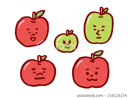 可愛的蘋果人物素材，帶臉 116128154