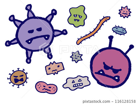 Colorful scary cute virus character material Colorful scary cute virus character material 116128158