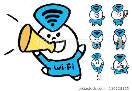 A cute blue wi-fi fairy character that transmits radio waves 116128165