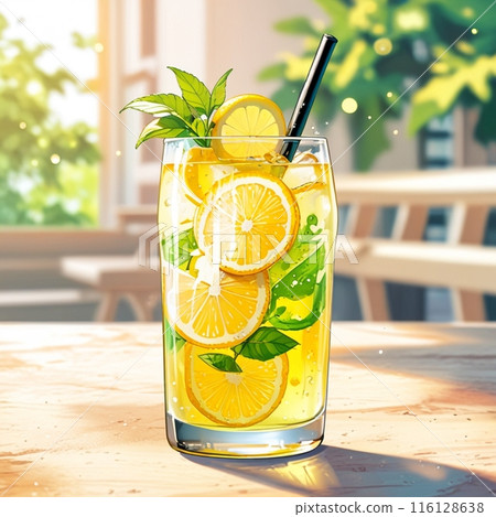 含有大量檸檬片的飲料 含有大量檸檬片的飲料 116128638