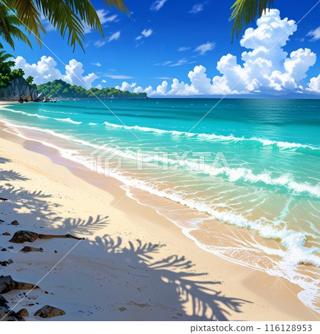 仲夏海灘，海浪拍打著 116128953