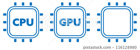 CPU and GPU icon set blue - Stock Illustration [116128980] - PIXTA