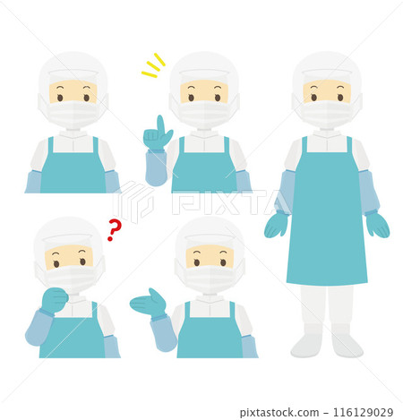 Illustration of a woman wearing a clean suit 116129029