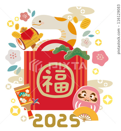 Illustration of a snake in the shape of a snake New Year's card material 2025 Illustration of a snake in the shape of a snake New Year's card material 2025 116129083