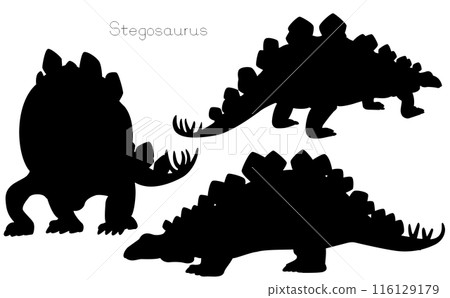 Stegosaurus dinosaur silhouette set 116129179
