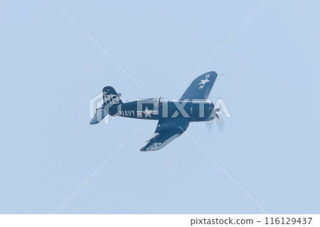 A U.S. Navy Vought F4U-4 Corsair fighter jet in flight 116129437