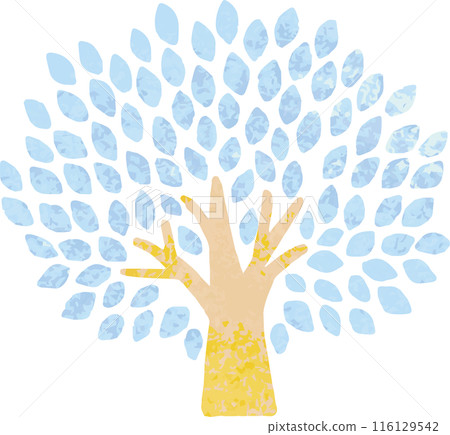 樹冬季植物處理裝飾圖示水彩手繪插畫素材 116129542