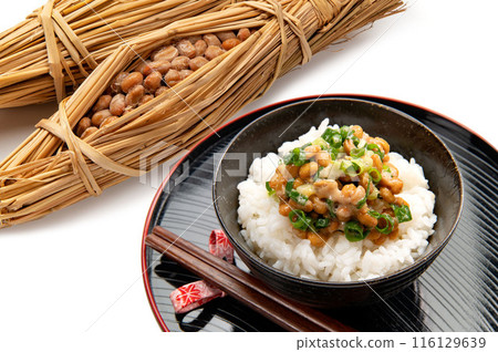 Traditional Japanese food, natto rice 116129639