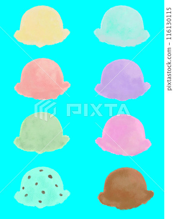 淺藍色彩色冰淇淋插畫 淺藍色彩色冰淇淋插畫 116130115