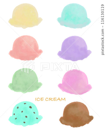 Colorful ice cream hand drawn illustration Colorful ice cream hand drawn illustration 116130119