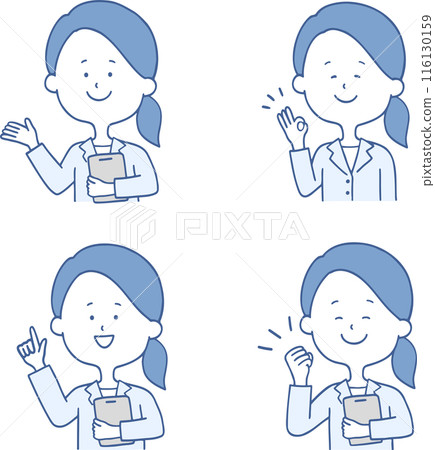 Illustration material: Medical women set in various poses Illustration material: Medical women set in various poses 116130159