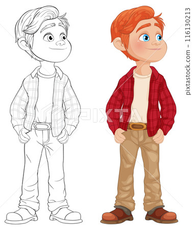 Young Boy in Plaid Shirt 116130213