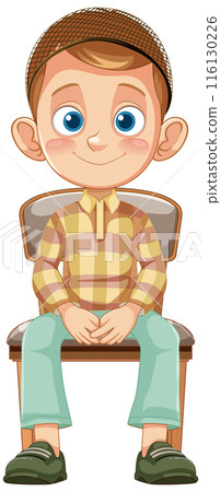 Smiling Muslim Boy Sitting on Chair Smiling Muslim Boy Sitting on Chair 116130226