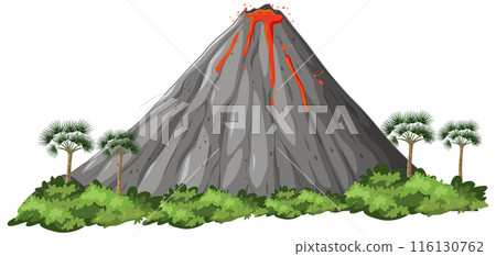 Erupting Volcano with Surrounding Forest Erupting Volcano with Surrounding Forest 116130762