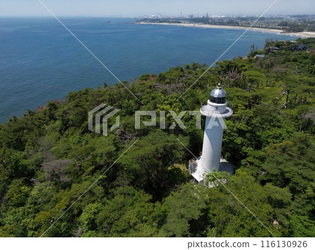 Miyagi Shichigahama Hanafuchi Lighthouse (drone aerial photography) Miyagi Shichigahama Hanafuchi Lighthouse (drone aerial photography) 116130926