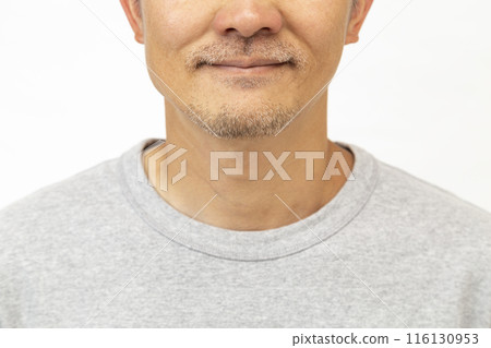 Man with short beard on white background Man with short beard on white background 116130953