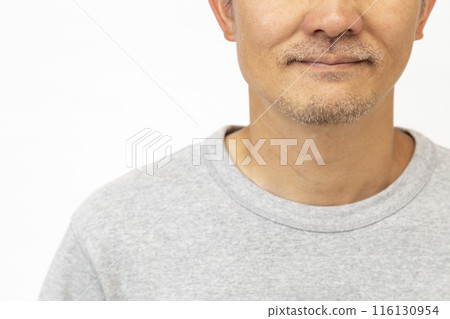 Man with short beard on white background Man with short beard on white background 116130954
