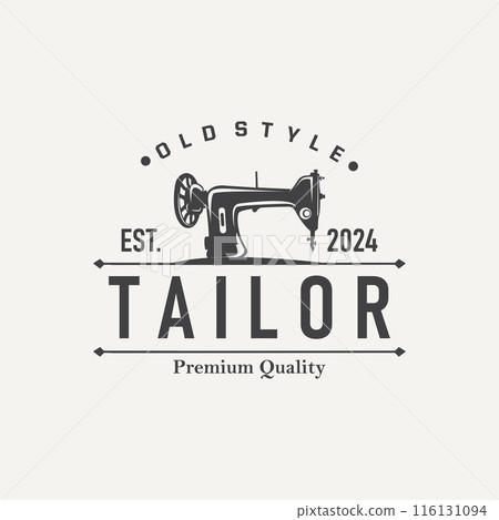 Tailor Logo, Needle and Thread Vector, Retro Vintage Simple Minimalist Old Inspiration Design 116131094